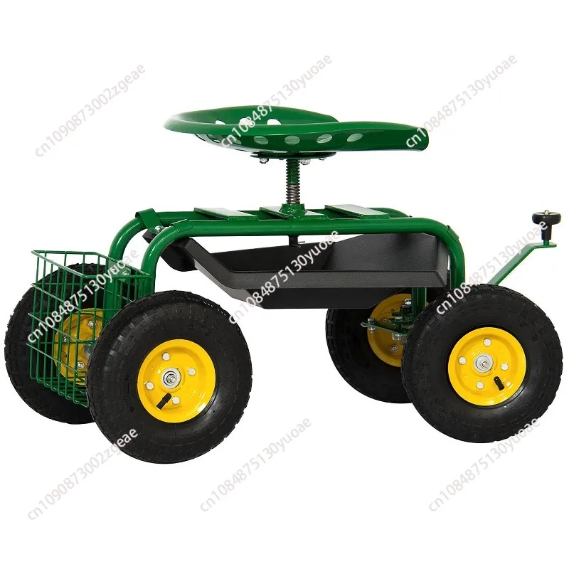 Garden four-wheel tool car, flower mobile seat car, work and rest car