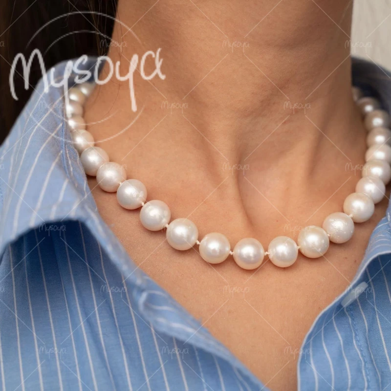 

MYSOYA 9-11mm Large Edison Pearl Necklace, Suitable for Birthday/ Anniversary/Wedding/Mother's Day/Father's Day Gift A1060