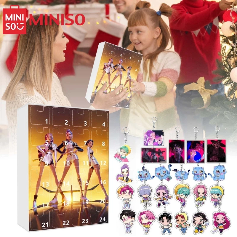 MINISO الساخن KPOP شيطان الصيادين عيد الميلاد تقويم القدوم المفاتيح اكسسوارات 24 يوما العد التنازلي التقويم المعلقات هدايا عيد الميلاد