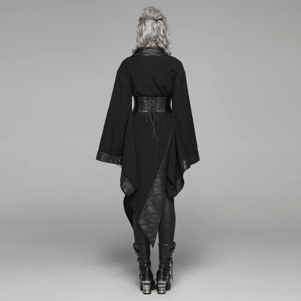 PUNK RAVE Scuro delle Donne di modo Punk Giapponese Kimono Asimmetrico Regolabile Randello Del Partito Della Fase Prestazioni Irregolare di