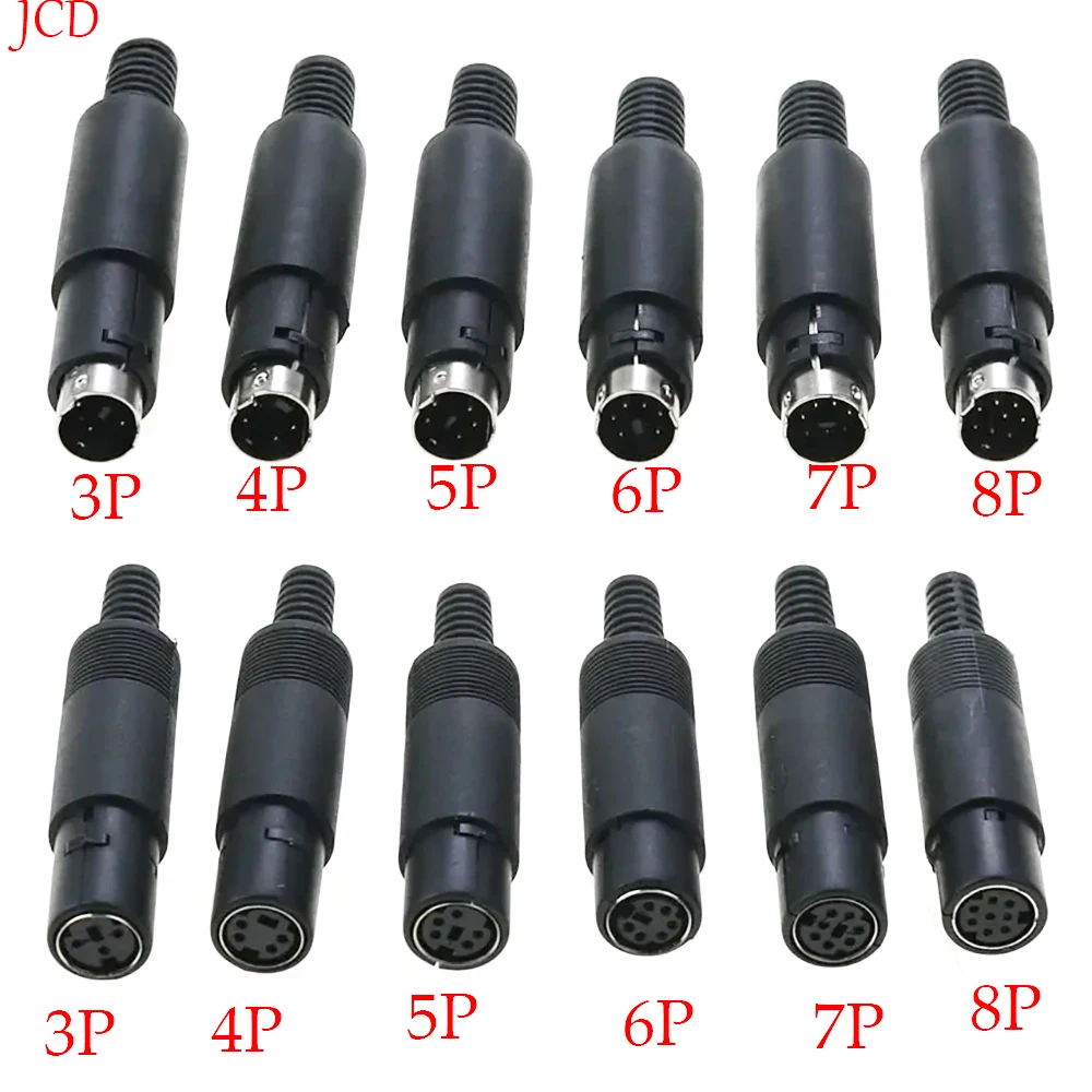 2PCS Mini DIN Plug 3/4/5/6/7/8 PIN Chassis Cable Mount Male Female Socket 3-8Pin Welding Wire S Terminal Mini PS2 Male Connector