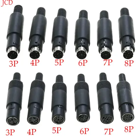 2PCS Mini DIN Plug 3/4/5/6/7/8 PIN Chassis Cable Mount Male Female Socket 3-8Pin Welding Wire S Terminal Mini PS2 Male Connector