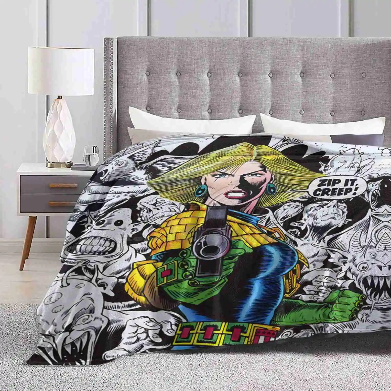 2000Ad - Judge Anderson Soft Warm Blanket Sofa/Bed/Travel Love Gifts 2000Ad Judge Dredd Comics Judge Anderson