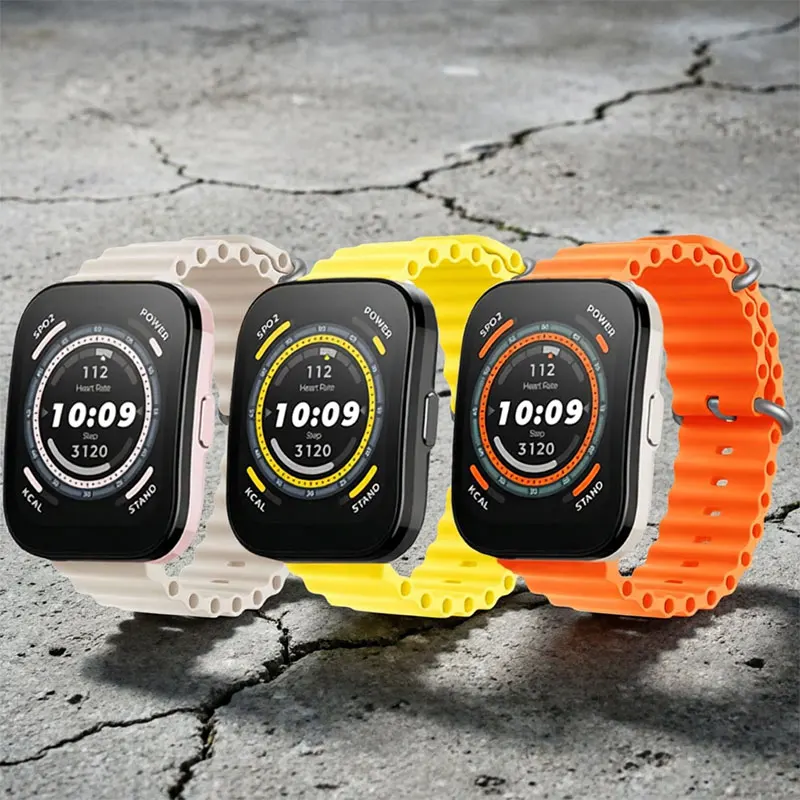 Pulseira de silicone Ocean para Amazfit Bip 6 Bip 5, pulseira de 22mm de largura para Amazfit SmartWatch Bip5 6, acessórios para relógio