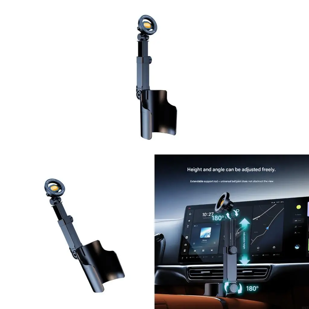 

Sturdy ABS Metal Car Phone Mount Not Tools Needed Space Saving Car Accessory for Wireless Devices Fit 6-9Cm Cup Holders H9EE