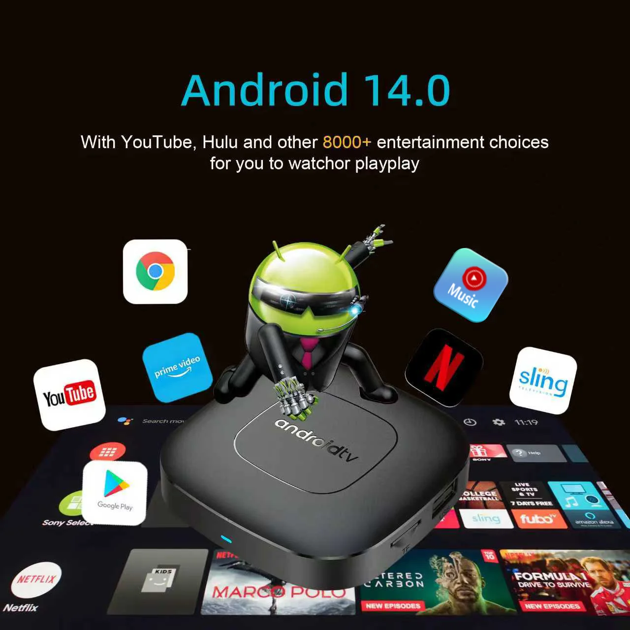 Globale Version Mortal T1 Smart Streaming Media Player TV Box Bluetooth Google Assistent Android 13 Allwinner H313 2,4G & 5G Wifi 4K