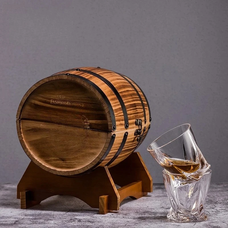 Pine old ice wine glass packaging wooden box gift box ice wine stone wine barrel set 2