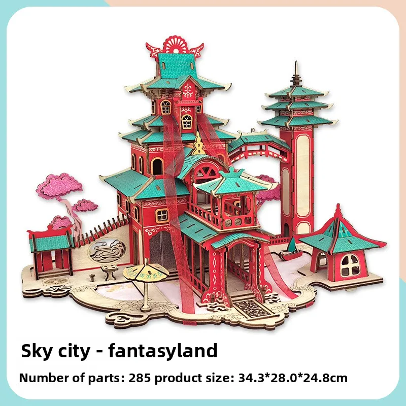 Nowości z zagranicy | Model puzzle 3D z motywem z kreskówki Królewska Góra (Castle in the Sky) | Klocki dla dorosłych o wysokim stopniu trudności | Kreatywne pudełko prezentowe