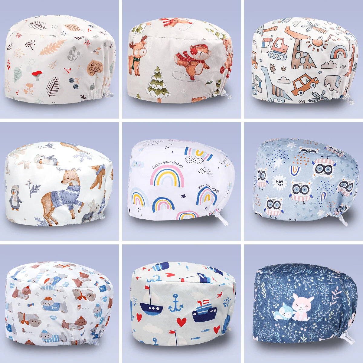 Gorros de fregado para mujer, Cordlock ajustable de pelo largo, enfermera, médico, Hospital, clínica Dental, gorros quirúrgicos médicos, tienda de mascotas, sombrero de trabajo K1228