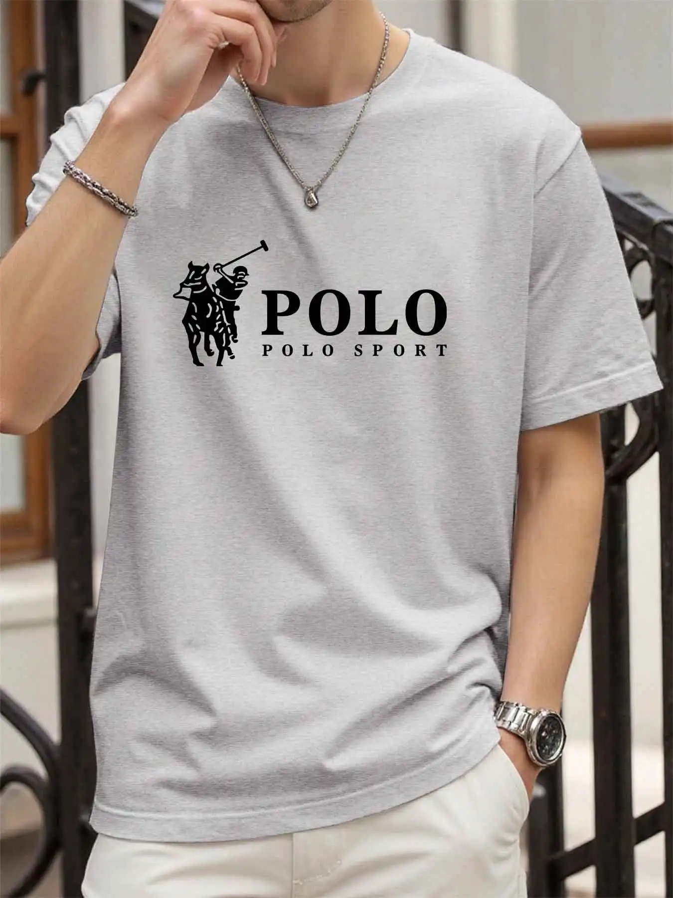 New Style High Quality Men's T-Shirt 2026 Summer Print Casual 100% Cotton Man Loose T-Shirt Sports Top image 3