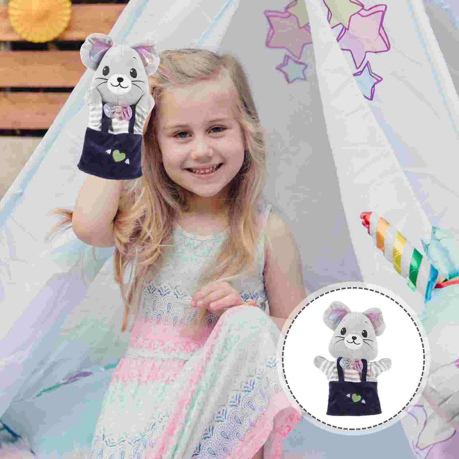 Hand Puppet Early Education Toy Hands Stuffed Plush Mouse Puppets for Toddlers Child Animals