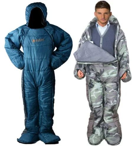 Human Shaped Wearable Onesie Human Body Shaped Wearable Tactical whole body wearable mobile bag Sleeping Bag with Arms