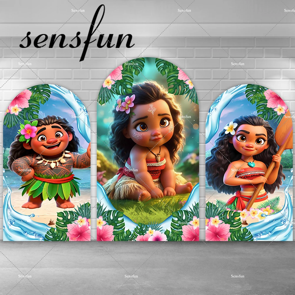 Moana Theme Girls Baby Shower Summer Birthday Party Arch Backdrop Waialiki Maui Vaiana Chiara Wall Backgrounds Plinth Covers