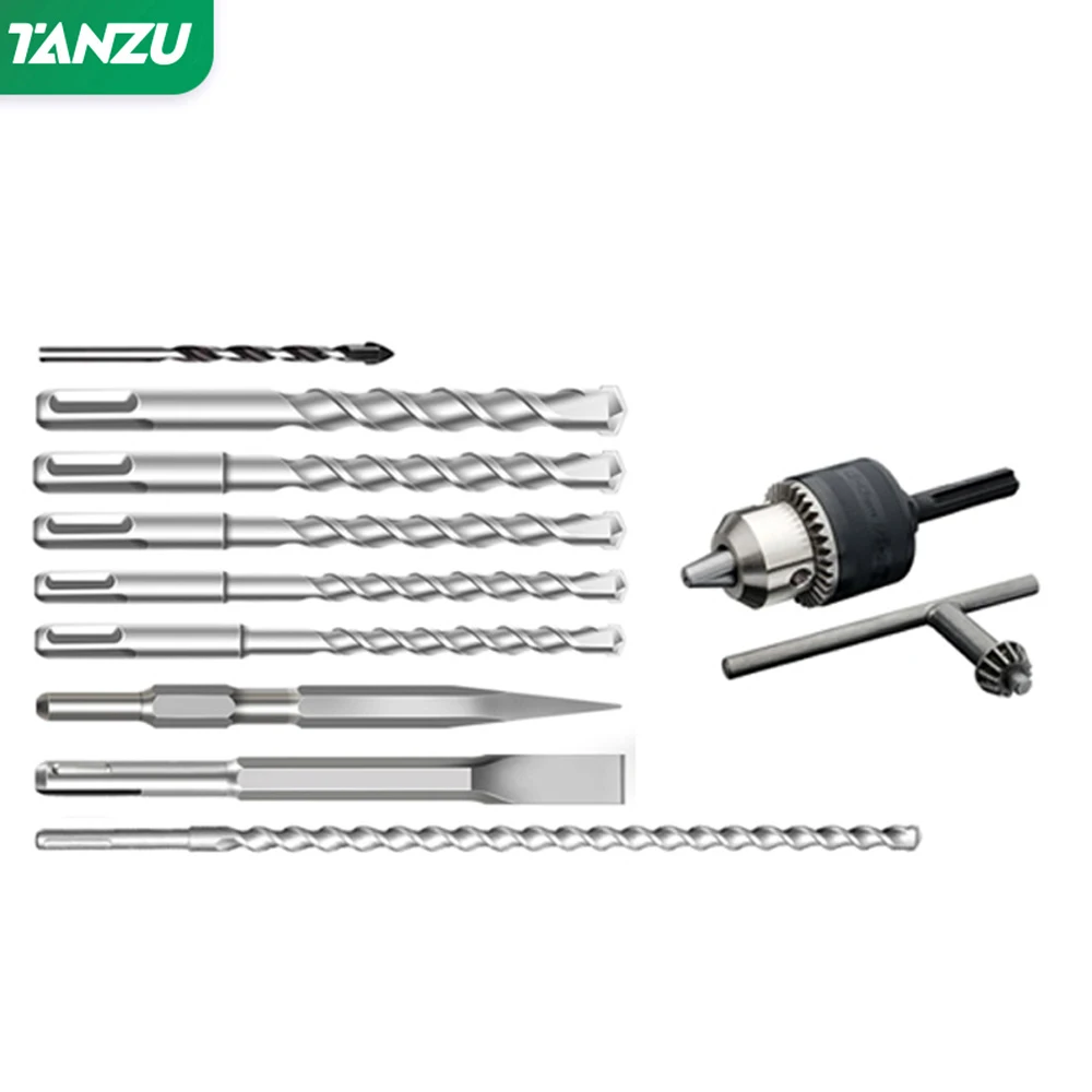 11Pcs/Set Electric Hammer Accessory Drill Bit Set 150/230/350mm For Concrete Wall Brick Block Masonry Drilling Bits Tool Tanzu