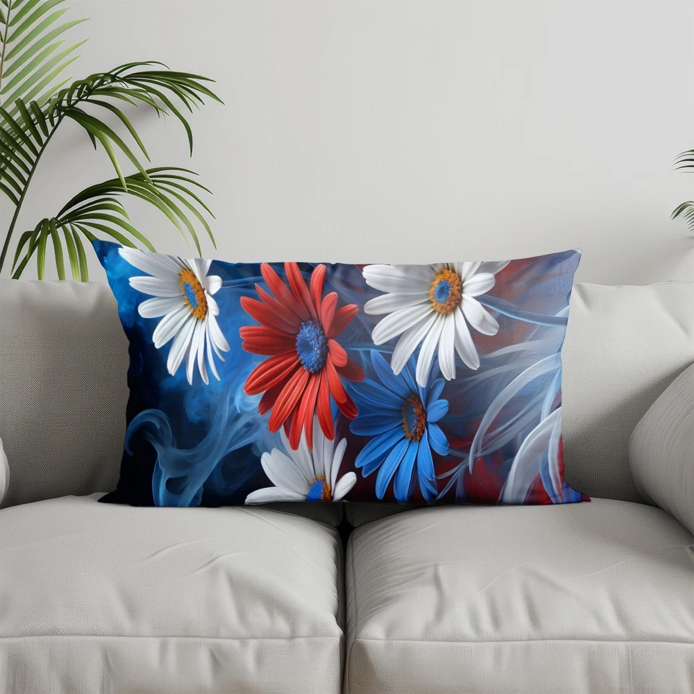 Home Decor Colorful Floral Pattern Pillow Covers Suitable For Sofa Bedroom Car Pillow Cover Cushion Rectangular Back Cushion