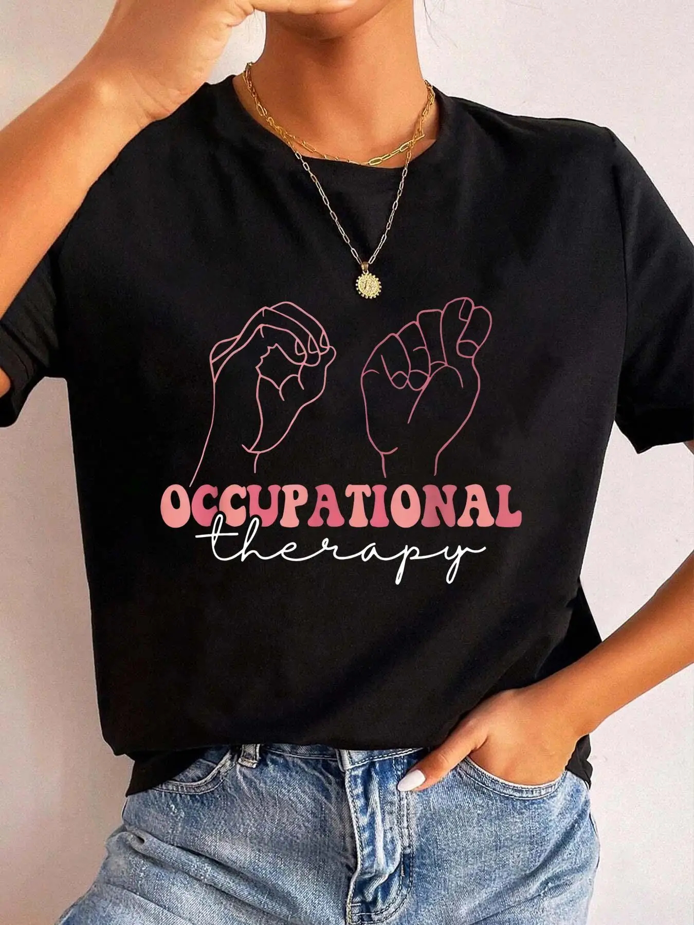 Occupational Relax OT Therapist Assistant Appreciation Gift Women Summer Casual Graphic Tee Round Neck Short Sleeve Top