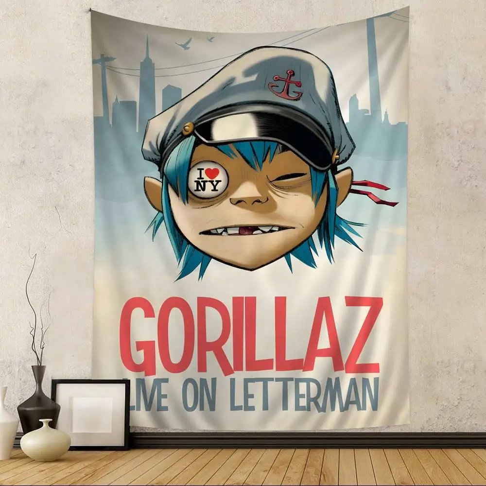 Nordic Pop Gorillaz Bedruckter Großer Wandteppich Indischer Buddha Wanddekoration Hexerei Bohemian Hippie Wandkunst Dekor