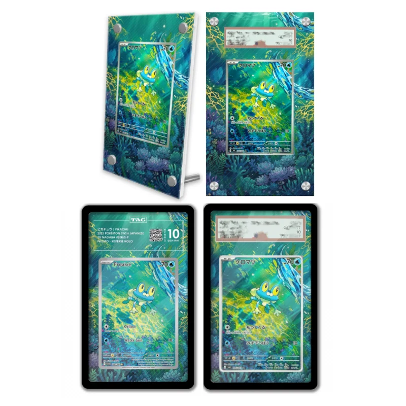 display-de-arte-anime-para-pokemon-froakie-ninja-spinner-estojo-protetor-de-acrilico-para-jogo-de-anime-e-expansao-de-arte-chaveiro-brinquedos-de-nivel-de-avaliacao