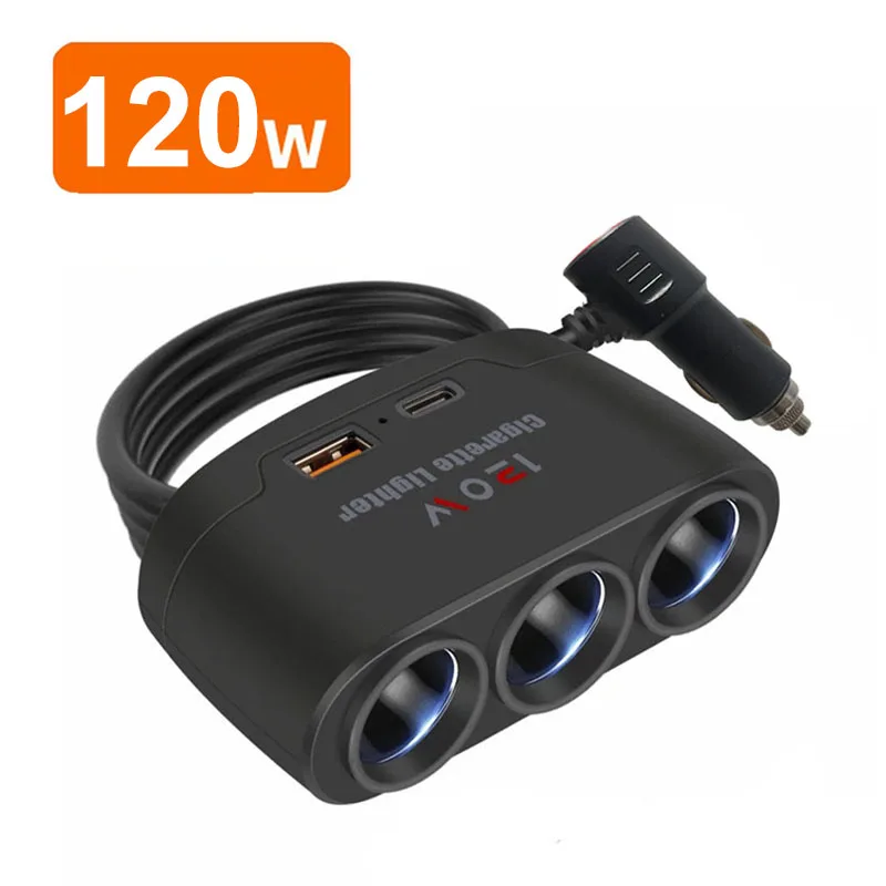 228W 9 in 1 Auto Snellader Adapter Lading Onafhankelijke Schakelaars DC Sigarettenuitgang PD 3 Socket Sigarettenaansteker splitter