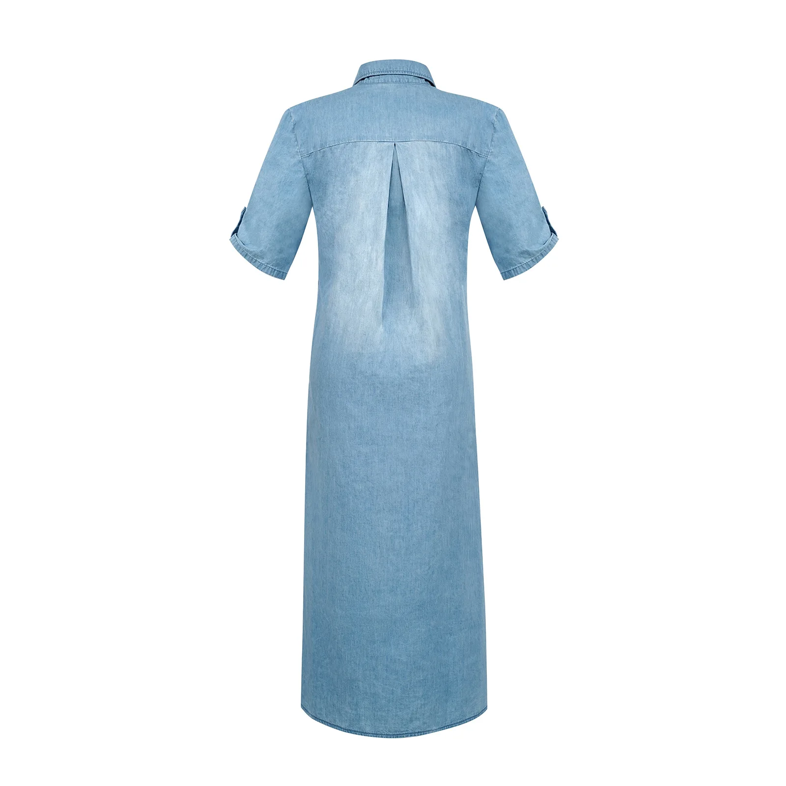 polo denim dress Plus Size Bossy Collar Denim Mini Dress-Denim 1X / Denim at Curvy Sense main image 0
