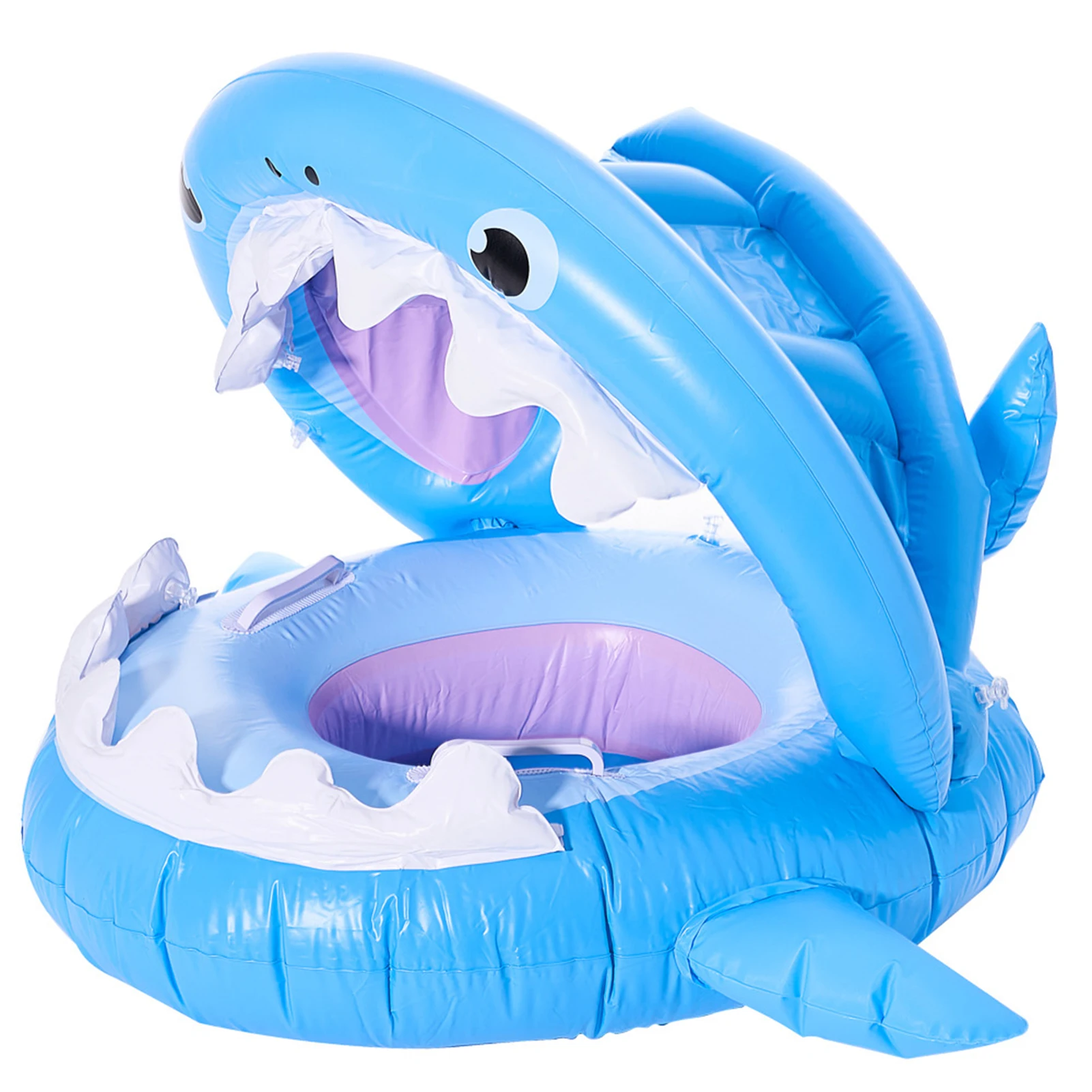 

Children Inflatable Swimming Ring With Awning Portable Cute Shark Swim Circle