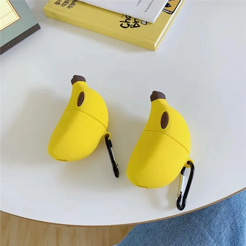 Cute Banana Case for AirPods 4 Airpod 1 2 3 Pro Pro2  Bluetooth Earbuds Charging Box Protective Earphone Case Cover