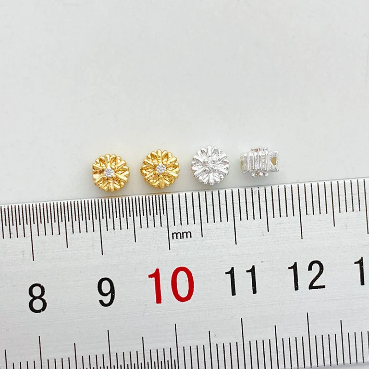 18K Real Gold Plated Zircon Inlaid Snowflake Spacer Beads DIY Braided Rope Bracelet Necklace Jewelry Making Supplies