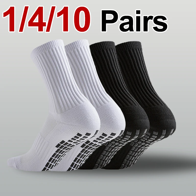 

1/4/10Pairs Non Slip Soccer Socks Towel Bottom Men Women Sweat Absorbing Breathable Athletic Socks Basketball Rugby Sports Socks