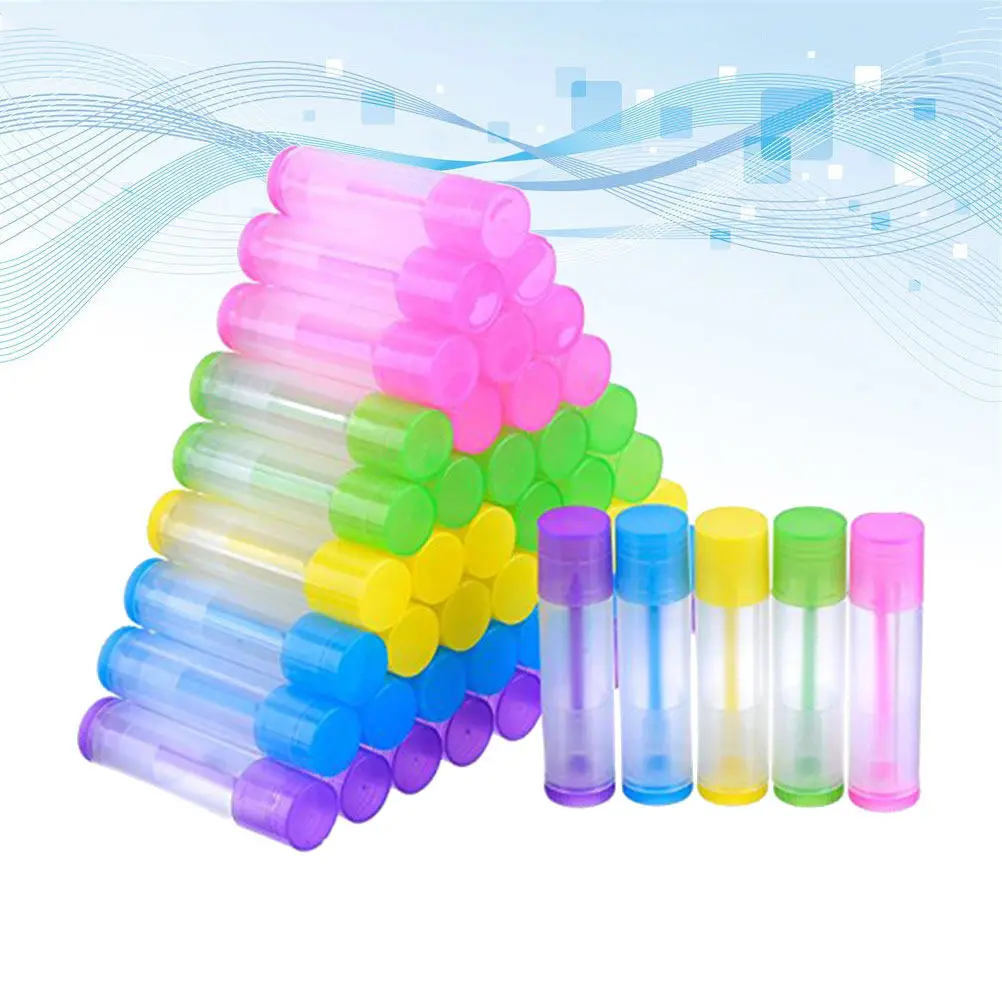 50Pcs Lip Balm Empty Containers Clear Plastic Tubes with Cap Bottom for DIY Lipstick Lip Gloss Body Butter Lotion Stick Salve