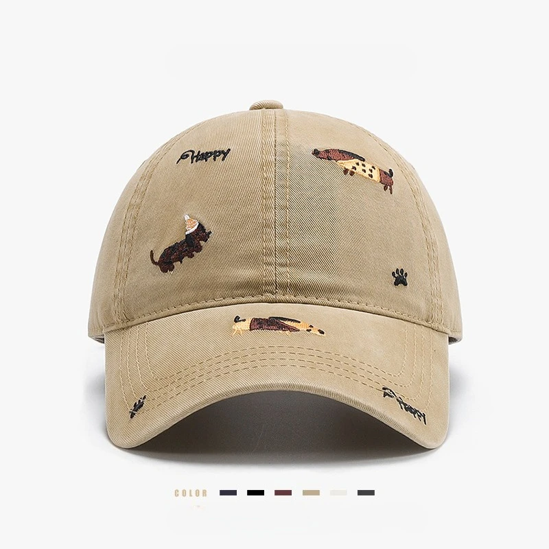 

Unisex Animal embroidery soft top washed baseball cap Spring and Autumn Outdoor Adjustable Casual Hats Hip Hop Hat Sunscreen Hat