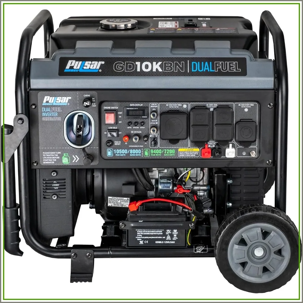 10500W Dual Fuel Portable Inverter Generator Home Backup Electric Start RV Ready with Wheel Kit
