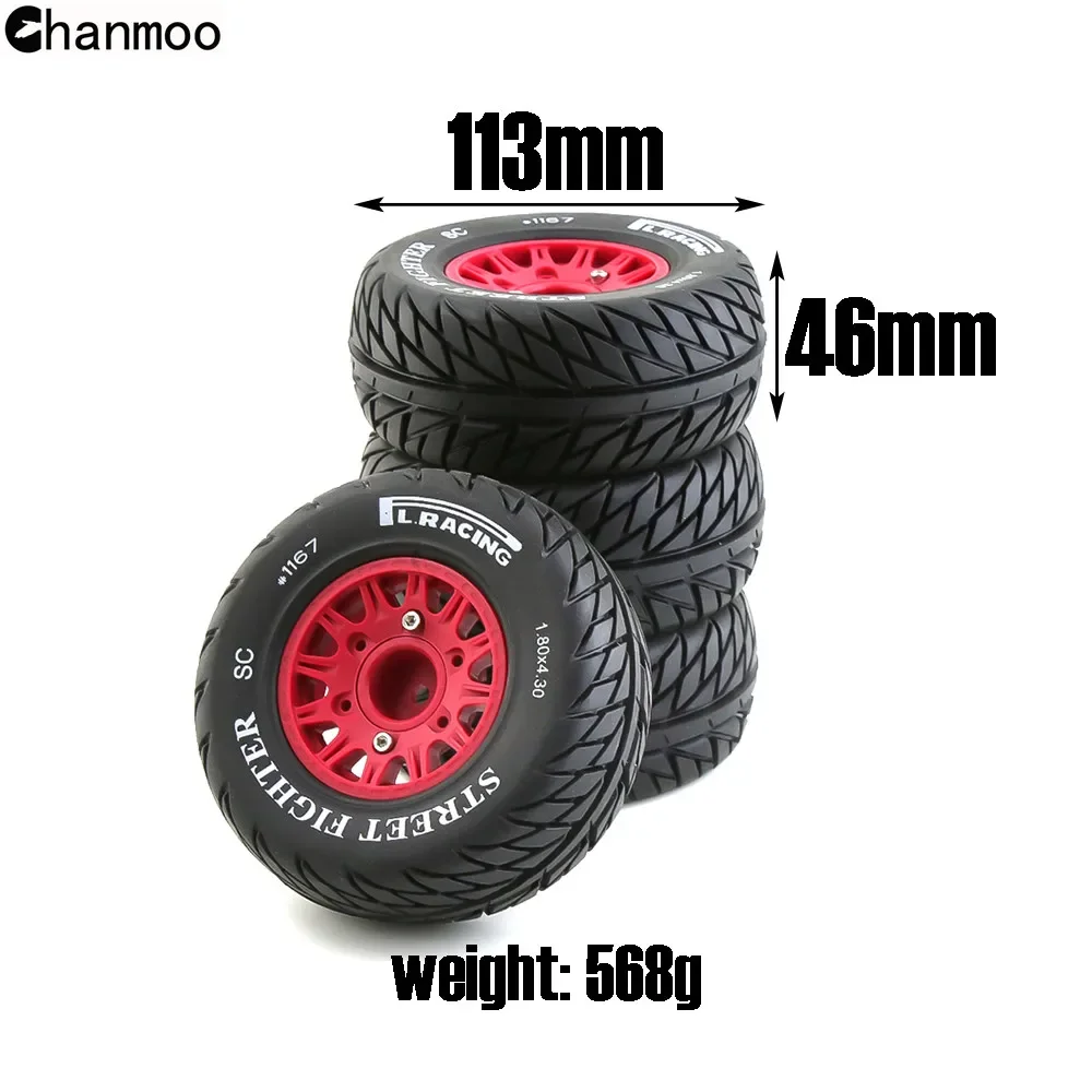 Chanmoo 4Pcs 1/8 1/10 Short Course Truck Tyre Wheel Rim Tires With 12 14 17mm Hex For RC Car Slash Arrma SENTON VKAR