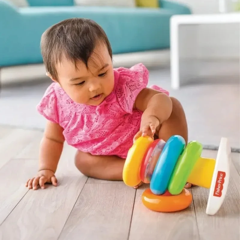 0-36 Months Educational Stack Up Nesting Rainbow Tower Ring Baby Toys Learning Brilliant Basics Rock-a-Stack Rattle Toy