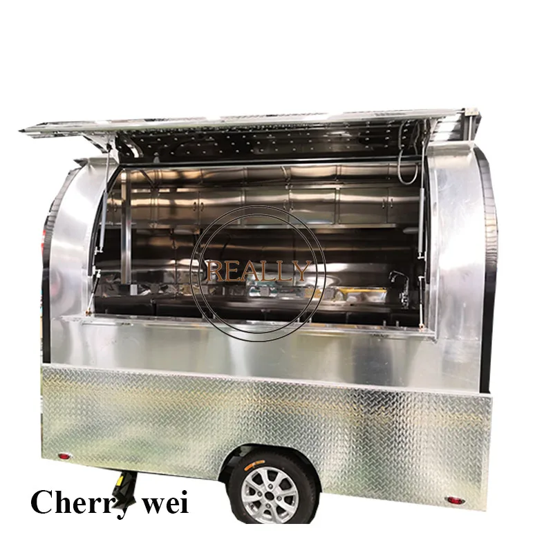 230cm cheapest full stainless steel mobile food trailer food trucks food trailer cart customize working bench fryer freezer