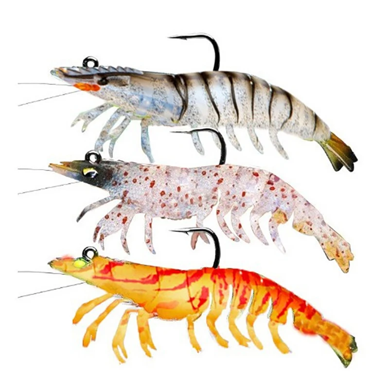 Pre-Rigged Fishing Jigs Super Durable TPE Bass Fishing Lures, Well-Made Lifelike Soft Shrimp Crayfish Swimbait, Weedless MarshSw