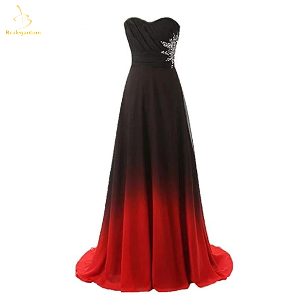 

Bealegantom Gradient Prom Dresses Sweetheart Beaded Sequin Corset Back Ombre Chiffon Formal Evening Party Gown Robes De Soiree