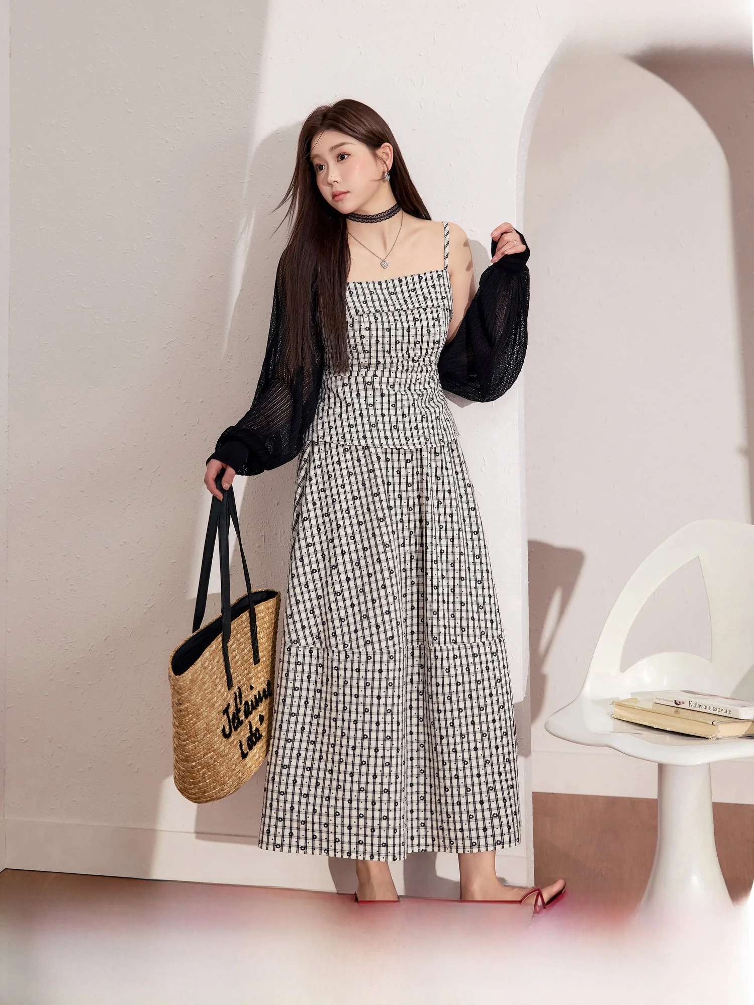 

Blue Language plus Size Women's Fashionable Black Long Sleeve Knitted Open Cardigan Breathable Micro plus Size A-Line Skirt Set