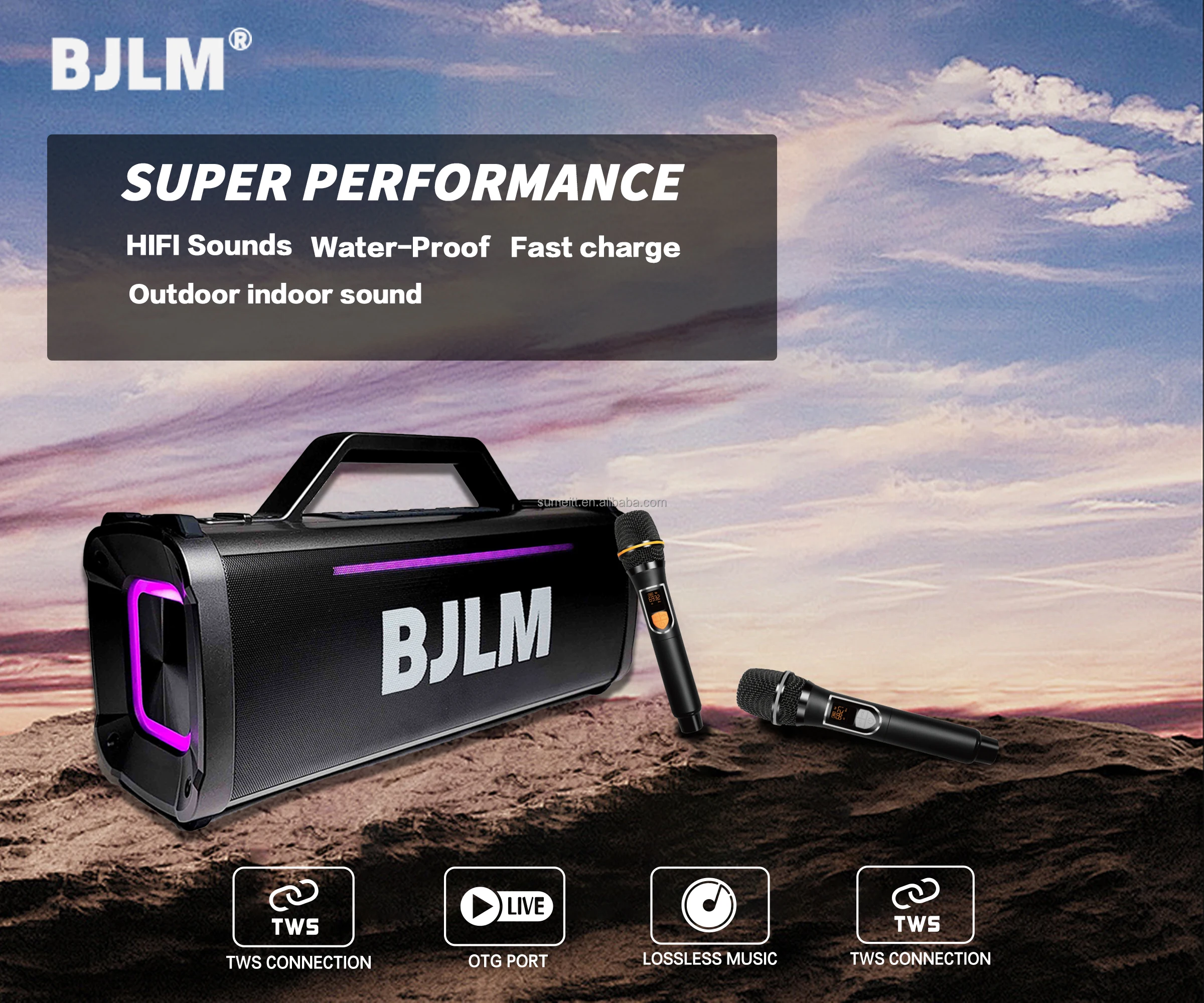 Wireless High-resolution Portable Speaker with BassUp Bluetooth with SmartTune Technology Stereo Sound IPX7 Water Resistant