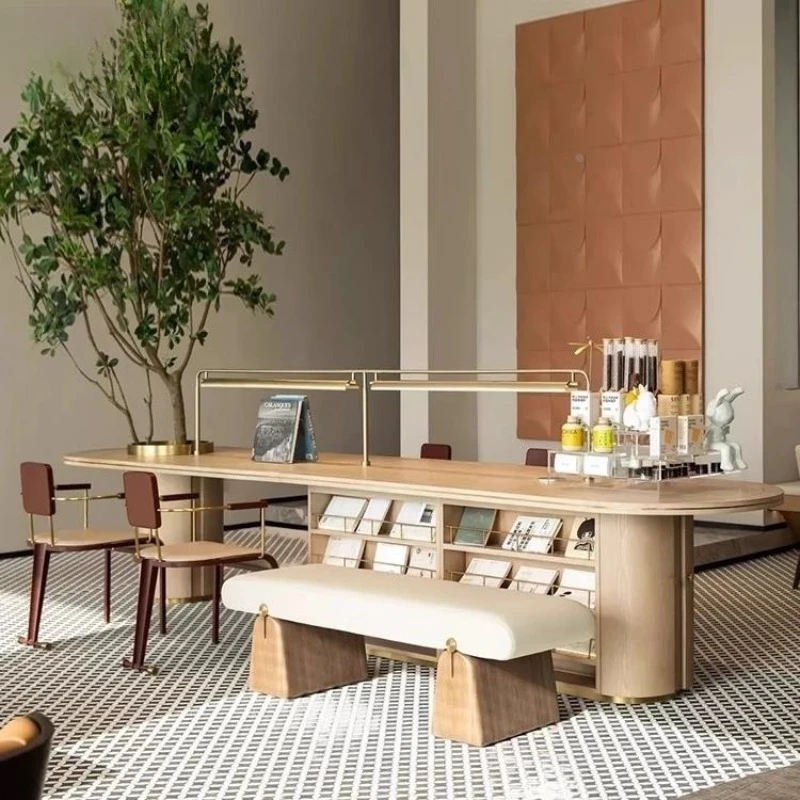 

Light luxury library, reading table, café, bar chairs, hotel leisure area, overhead floor desk and chairs, conference table