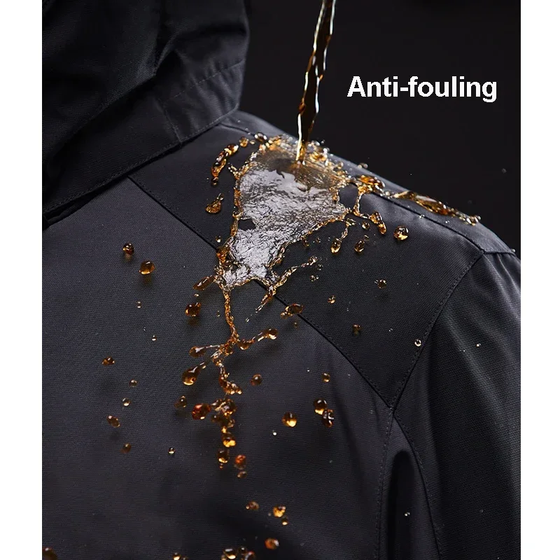 Kurtka narciarska z polaru i spodnie narciarskie Mężczyźni Ciepłe parki z kapturem Wiatrówka Wodoodporna męska kurtka śnieżna na zimowe wędrówki Camping Narciarstwo