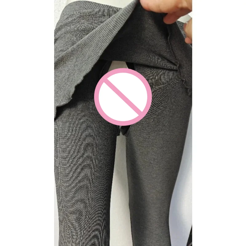 

Outdoor Free Open Crotch Leggings Invisible Zipper Pants Women's Hollow-out Tights Convenient To Go Out Peach Hip Culottes