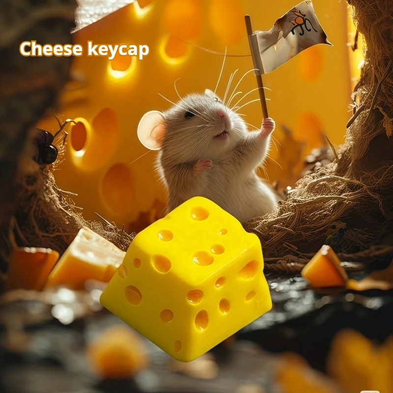 

Персонализированный колпачок для ключей с сыром, одинарный материал из смолы, индивидуальное положение Esc, креативный подарок, непрозрачное отверстие для крестовой оси, сделай сам, шелковистое прикосновение