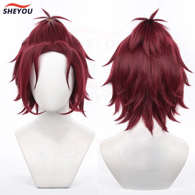 

Isara Mao Cosplay Wig Anime ES Ensemble Stars Red Brown Short Heat Resistant Synthetic Hair Anime Party Wigs + Wig Cap