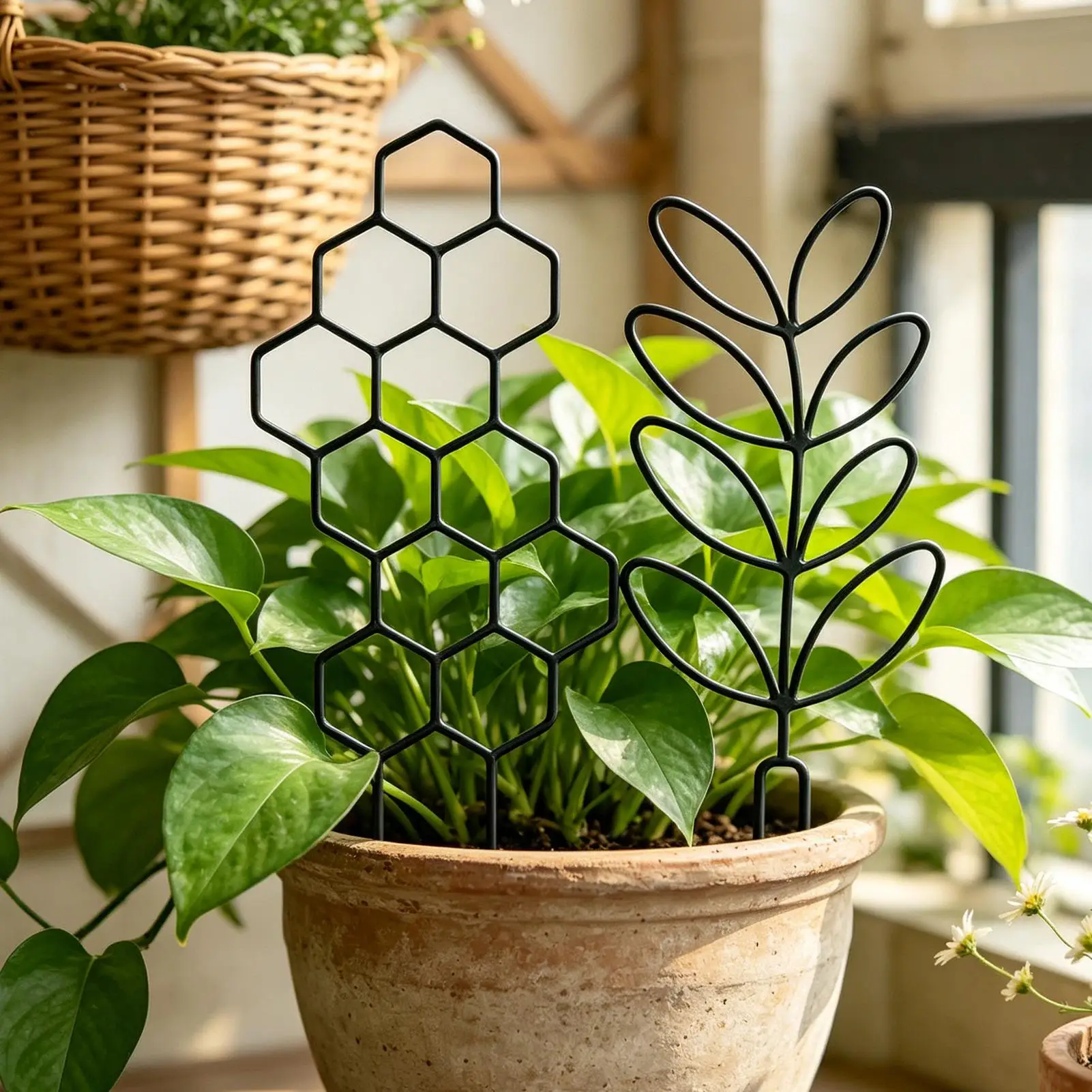Small Trellis for Potted Plants 2 Pieces Outdoor Garden Ivy Support Climbing Vines Trellis for Gardeners Home Apartment Living
