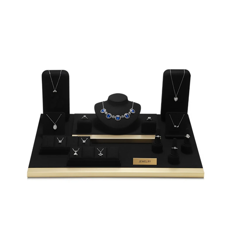 

High-end jewelry display props, counter jewelry display stand, ring necklace earring bracelet display rack set
