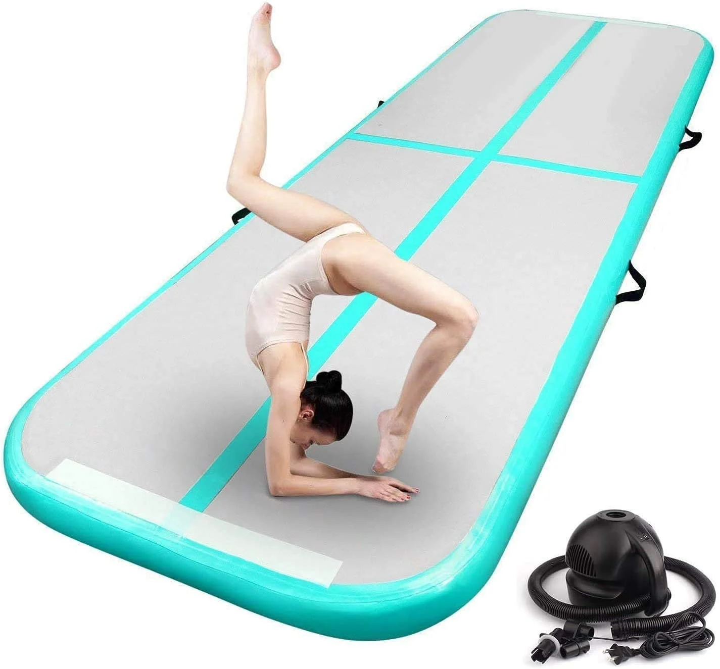 

Air Tumble Track Inflatable Gymnastics Mat Gymnastics Training Mat with Electric Air Pump for Home/Outdoor/Gym/Cheerleading/Yoga