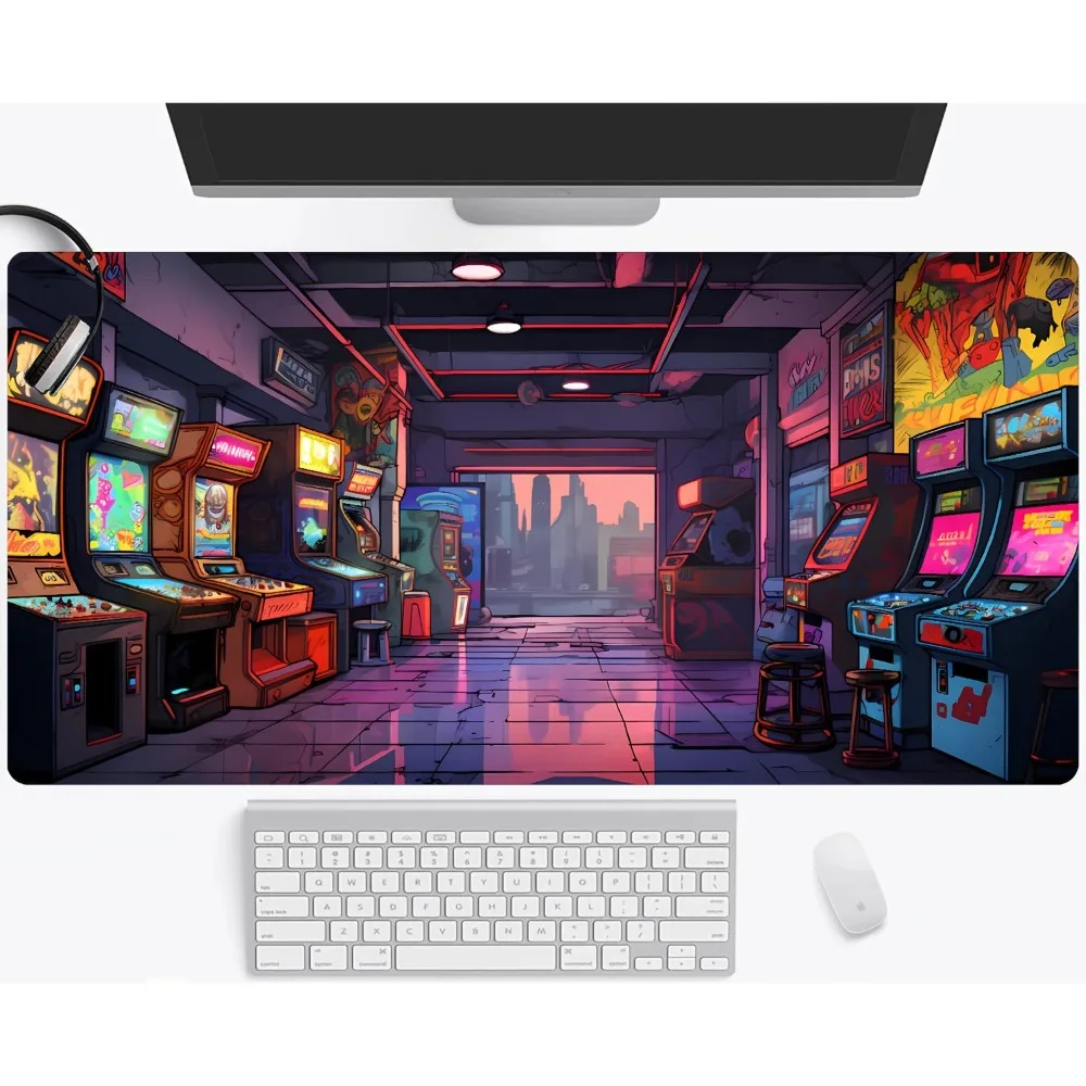 Adopting the retro arcade neon light design, it is equipped with a nonslip rubber base escritorio accesorios alfombrillas gaming