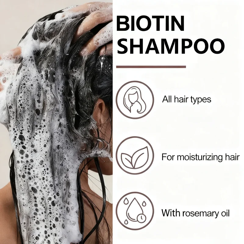 Shampoo de biotina e queratina Water Ice Levin, sem sulfato/parabenos, com óleos nutritivos, para cabelos mais saudáveis, todos os tipos de cabelo