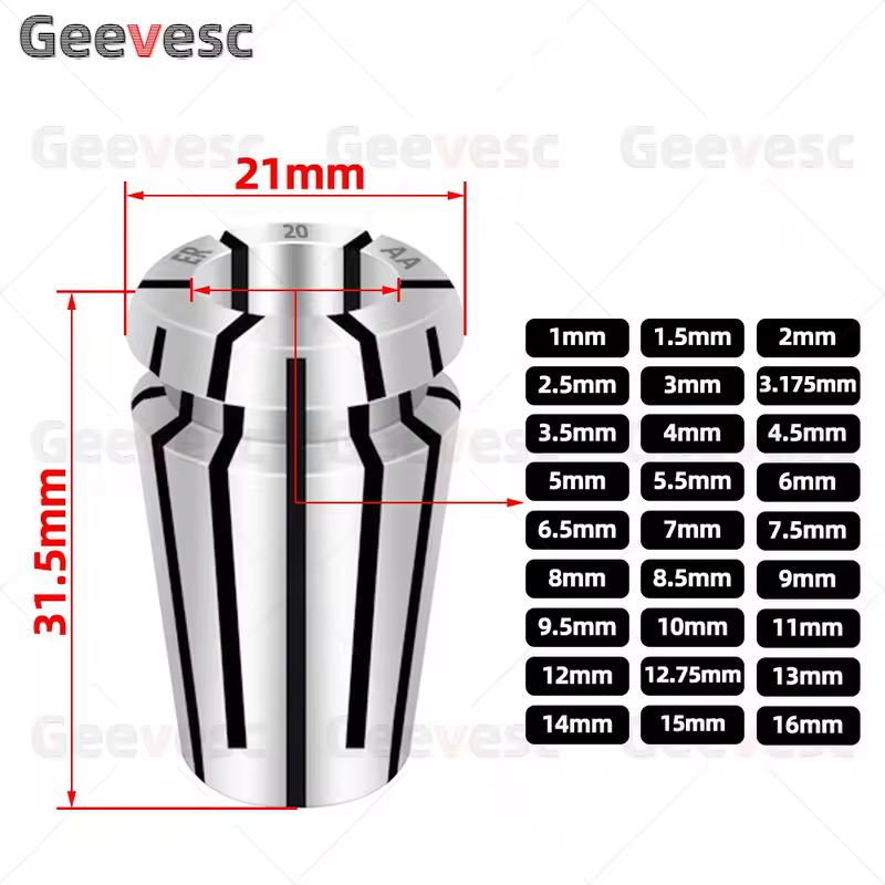 High Precision ER20 Spring Collet 1mm-13mm UP AA ER Collet Chuck Tool Holder ER20 Spring Collet ER20 Collet Chuck 14mm 15mm 16mm - Image 6