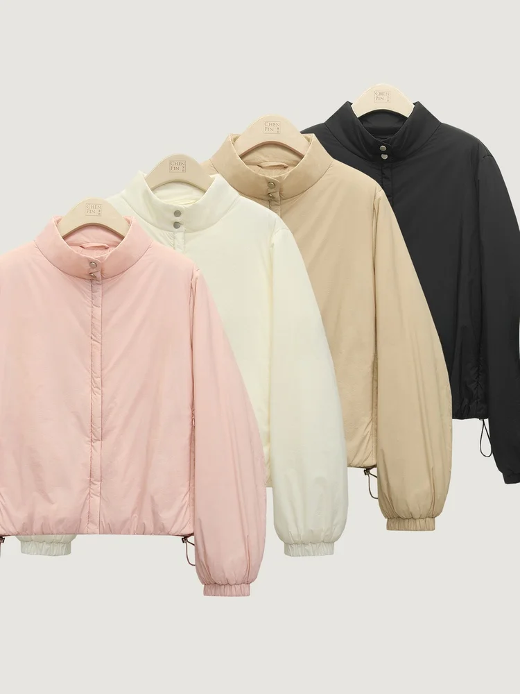 

Модная короткая хлопковая куртка для женщин с воротником-стойкой, на флисовой подкладке, теплая, осенне-зимняя, новинка